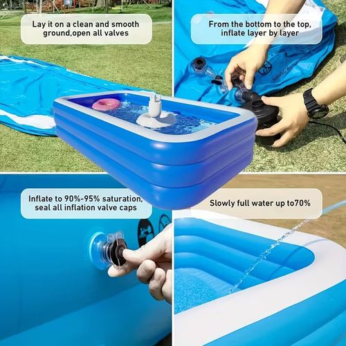 🤳💃🕺 🔎Piscina Insuflável Familiar de 2,6 m – Kit Completo Deluxe (Inclui Bomba Elétrica e Brinquedos Aquáticos Variados)