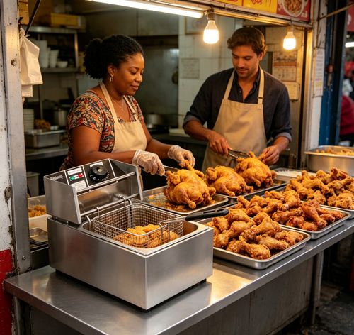 Fritadeira Elétrica Profissional em Aço Inoxidável para Vendas de Rua e Uso Comercial