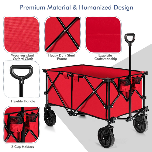 Compact Outdoor Folding Utility Wagon, Black Portable Shopping Cart