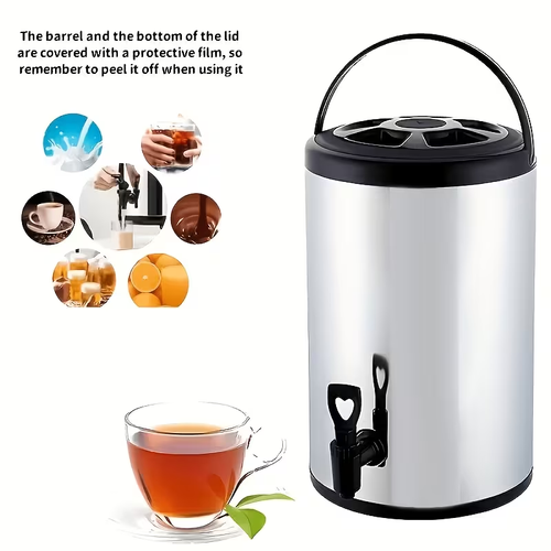 Dispensador Térmico de Bebidas em Aço Inoxidável – Para Água Quente, Café, Chá e Leite – Com Torneira de Bomba – Ideal para Festas (8 L)