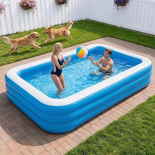 🤳💃🕺 🔎Piscina Insuflável Familiar de 2,6 m – Kit Completo Deluxe (Inclui Bomba Elétrica e Brinquedos Aquáticos Variados)