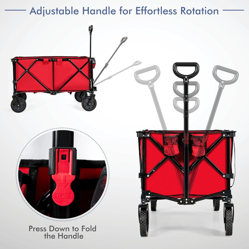 Compact Outdoor Folding Utility Wagon, Black Portable Shopping Cart