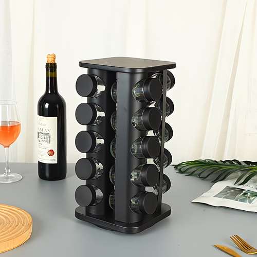 Conjunto de porta-temperos em aço inoxidável com suporte giratório 360 graus