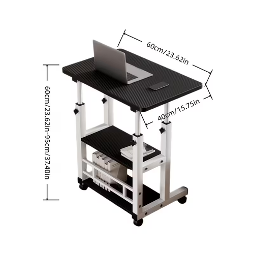 Mesa móvel de três níveis com altura ajustável