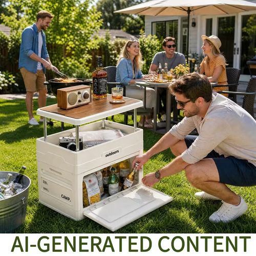 🔥Oferta por tempo limitado - Caixa de armazenamento dobrável para camping com tampa de madeira