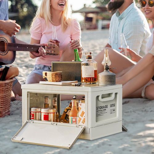 🔥Oferta por tempo limitado - Caixa de armazenamento dobrável para camping com tampa de madeira