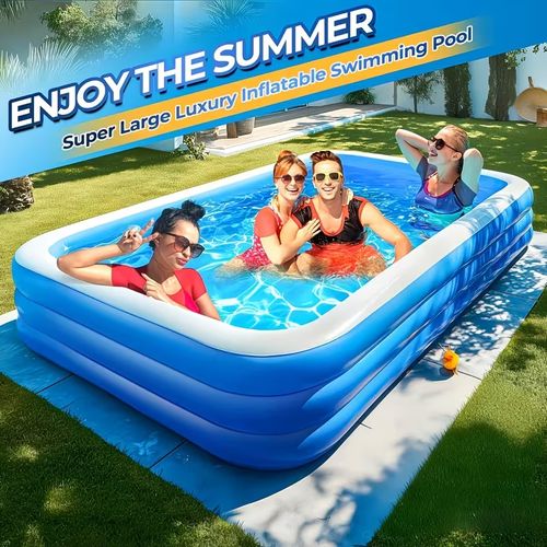 🤳💃🕺 🔎Piscina Insuflável Familiar de 2,6 m – Kit Completo Deluxe (Inclui Bomba Elétrica e Brinquedos Aquáticos Variados)