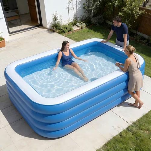 🤳💃🕺 🔎Piscina Insuflável Familiar de 2,6 m – Kit Completo Deluxe (Inclui Bomba Elétrica e Brinquedos Aquáticos Variados)