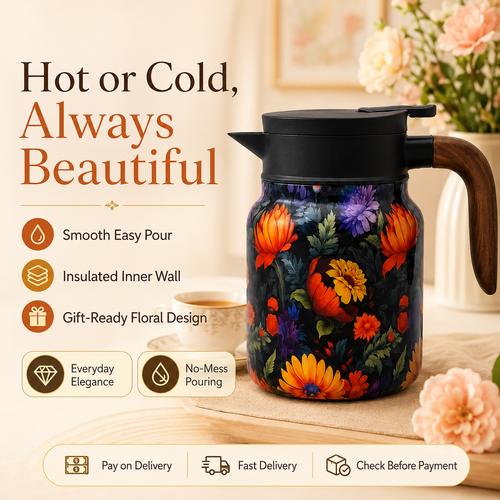 316 Stainless Steel Thermal Teapot Floral Large Capacity Tea Pot, 800ml/1000ml Insulated Tea Kettle for Old White Tea, Pu'er Tea, Herbal Tea, Home Office Brewing, COD Free Shipping, Pay on Delivery