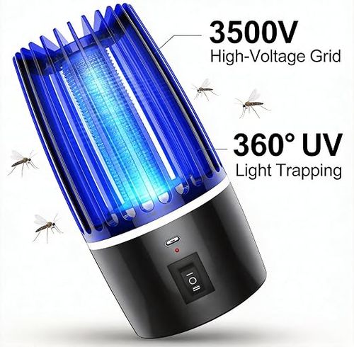 USB Rechargeable Electric Mosquito Killer Lamp, Portable UV Light Insect Trap for Indoor Outdoor Backyard Camping