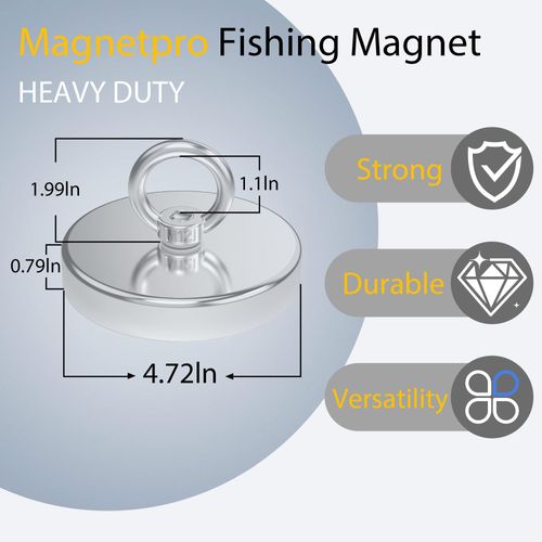 Fishing Magnet Neodymium Salvage Magnet 60mm Round Recovery Magnet with M8 Ring, Max 130kg Pull Force, Strong Magnet for Underwater Metal Recovery, Magnet Fishing, River, Well, Pool, COD Free Shipping, Pay on Delivery