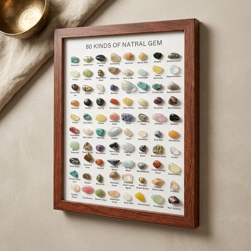 80 Kinds of Natural Gemstone Mineral Specimen Frame, Rock Collection Display Box for Geology Education & Home Decor