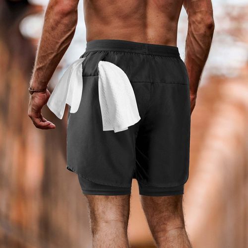 Men's 2-in-1 Running Shorts Quick Dry Gym Sports Shorts with Pocket, Breathable Double Layer Summer Shorts for Fitness, Jogging, Training, Outdoor Sports, 2XL, COD Free Shipping, Pay on Delivery