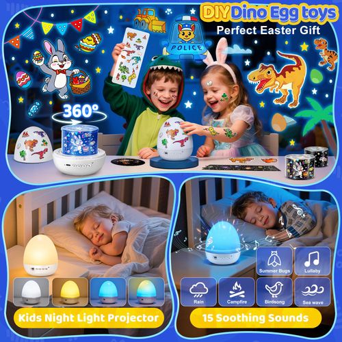 Dinosaur Star Projector Night Light Dinosaur Egg Lamp with Music, Rechargeable Kids Bedroom Projection Lamp, Galaxy Animal Projector Light for Children Birthday Gift, Room Decor, COD Free Shipping, Pay on Delivery