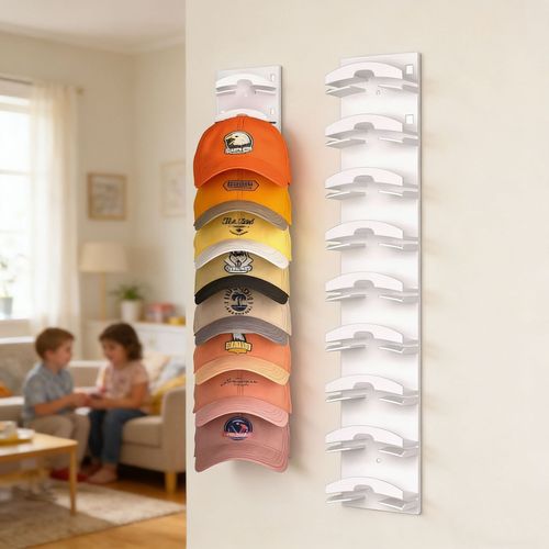 Wall Mount Hat Organizer, Dual Hanging Baseball Cap Holder for Closet Door Storage