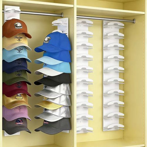 Wall Mount Hat Organizer, Dual Hanging Baseball Cap Holder for Closet Door Storage