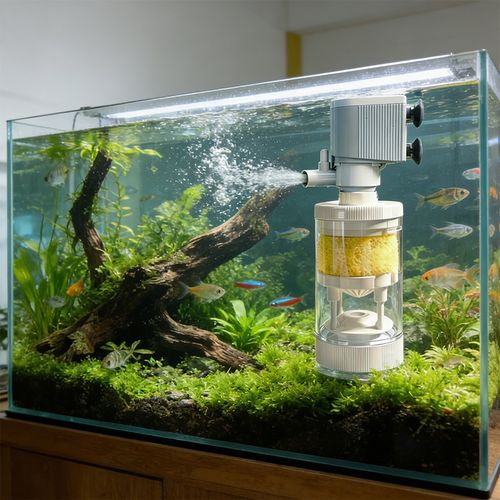 4W 3-in-1 Aquarium Filter Pump, Internal Submersible Water Pump Oxygen Aerator for Fish Tank Under 30cm