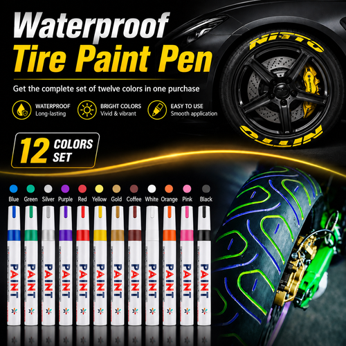 😀12 Colors Complete Set🤛🔥🤜Waterproof Tire Paint Pen🔥Buy Once Get All Colors🔥