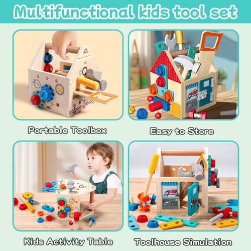 Kids Tool Box Toy Wooden Screw Nut Disassembly Building Set, Children Pretend Play Repair Tool Kit, DIY Assembly Toy, Boys and Girls Learning Game Gift, COD Free Shipping, Pay on Delivery