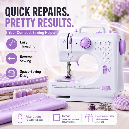 505A Mini Sewing Machine Portable Electric Foot Pedal Sewing Machine for Home Tailoring, Clothes Repair, Thick Fabric Stitching, Desktop Sewing, COD Free Shipping, Pay on Delivery