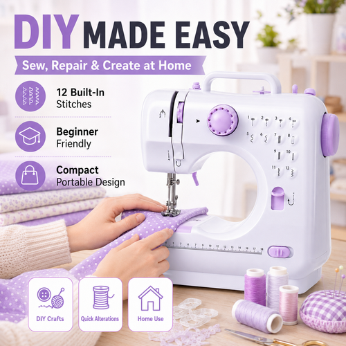 505A Mini Sewing Machine Portable Electric Foot Pedal Sewing Machine for Home Tailoring, Clothes Repair, Thick Fabric Stitching, Desktop Sewing, COD Free Shipping, Pay on Delivery