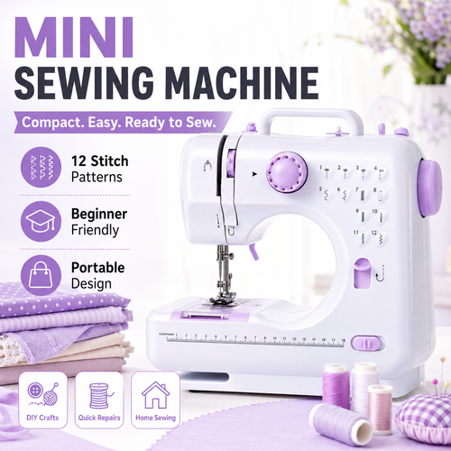 505A Mini Sewing Machine Portable Electric Foot Pedal Sewing Machine for Home Tailoring, Clothes Repair, Thick Fabric Stitching, Desktop Sewing, COD Free Shipping, Pay on Delivery