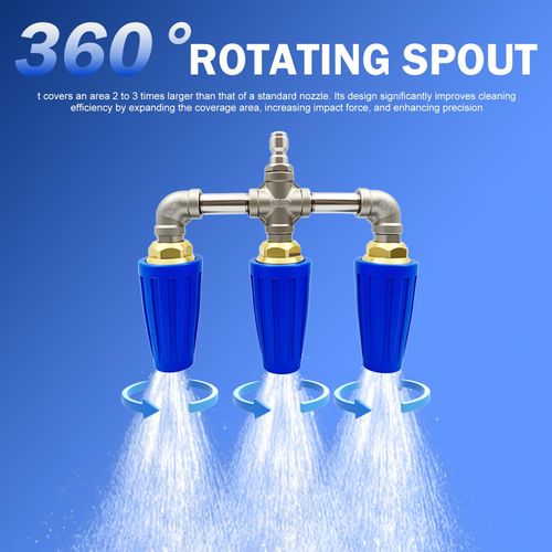 Pressure Washer Turbo Nozzle 4000PSI, 3-Head Rotating Spray Nozzle, Alloy Multi Spray Jet Nozzle for High Pressure Washer, Car Wash, Patio Cleaning, Floor Cleaning, Wall Cleaning, Garden and Outdoor Cleaning, COD Free Shipping, Pay on Delivery