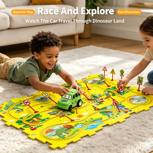 25Pcs Dinosaur Puzzle Track Car Toy, DIY Splicing Race Track, Educational Interactive Toy Gift For Kids Boys Girls