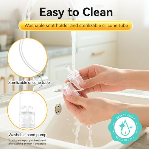 Baby Nasal Aspirator Manual Snot Suction Nose Cleaner with Silicone Suction Tips, Infant Nose Mucus Cleaner for Newborn Baby Daily Nose Care, Easy Pull Design, COD Free Shipping, Pay on Delivery
