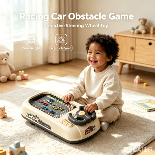 Kids Racing Obstacle Avoidance Game Toy, Handheld Driving Simulator with 200 Levels, Multifunctional Steering Wheel Racing Game for Boys Girls