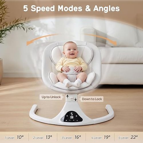 Electric Baby Swing for Newborn, Bluetooth Remote Control Infant Rocker with 5 Swing Speeds & Lullabies