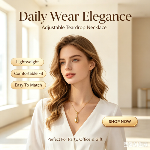 Gold Teardrop Y Lariat Necklace, Adjustable Slider Water Drop Pendant Necklace Minimalist Jewelry for Women Daily Party Wear