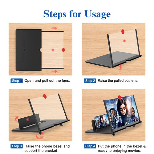 Phone Screen Magnifier 12 Inch Foldable Mobile Video Amplifier Stand, Desktop Phone Enlarger, Lazy Phone Holder for Movie Watching, Video Calls, Study, Home and Office Use, Buy 1 Get 4, COD Free Shipping, Pay on Delivery