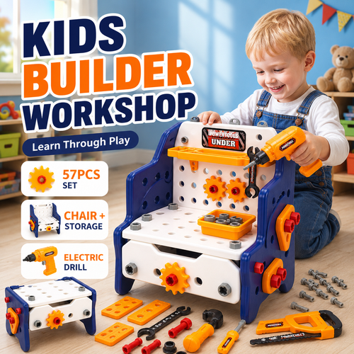 Kids Electric Drill Tool Box Toy DIY Screw Assembly Repair Kit, Children Pretend Play Maintenance Tool Set, Screw Disassembly Building Toy for Boys Learning, Home Play, Birthday Gift, COD Free Shipping, Pay on Delivery