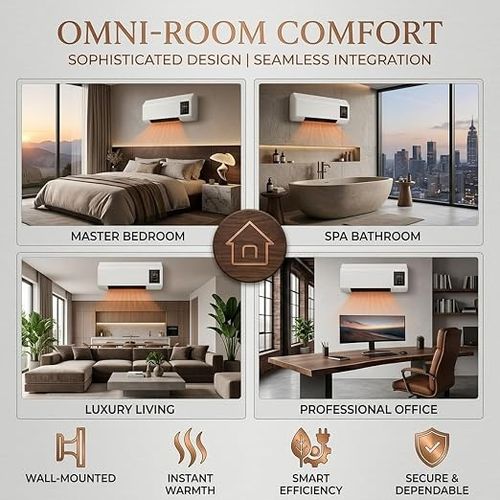 Wall Mounted Electric Space Heater, Digital Touch Control Indoor Fast Heating Radiator for Home Office