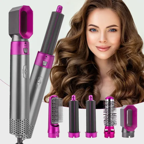 5 in 1 Hot Air Styler, Interchangeable Hair Dryer Brush, Multifunctional Hair Curler Straightener Volumizer
