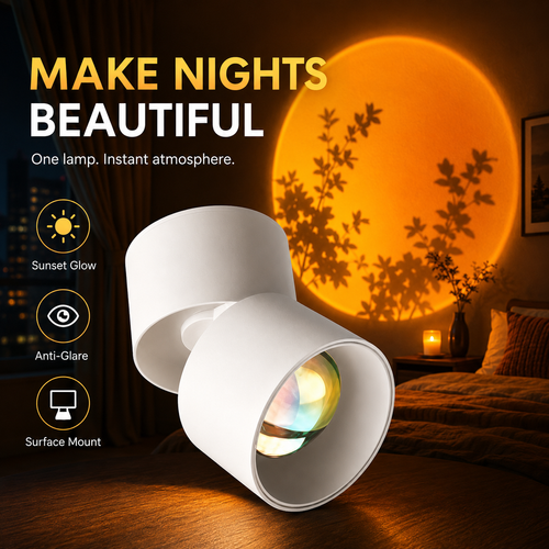 Sunset Lamp Projector LED Atmosphere Light 10W, 360° Adjustable Sunset Projection Light for Bedroom, Living Room, Cafe, Hotel, Photo Shooting, Party and Home Decor, COD Free Shipping, Pay on Delivery