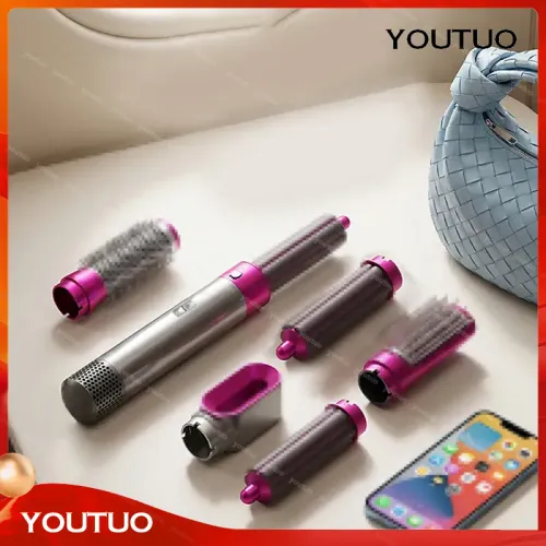5 in 1 Hot Air Styler, Interchangeable Hair Dryer Brush, Multifunctional Hair Curler Straightener Volumizer