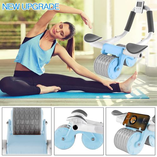 Ab Roller Wheel Automatic Rebound Abdominal Exercise Wheel with Elbow Support, Phone Holder and Timer Option for Home Fitness, Core Training, Waist and Belly Exercise, COD Free Shipping, Pay on Delivery