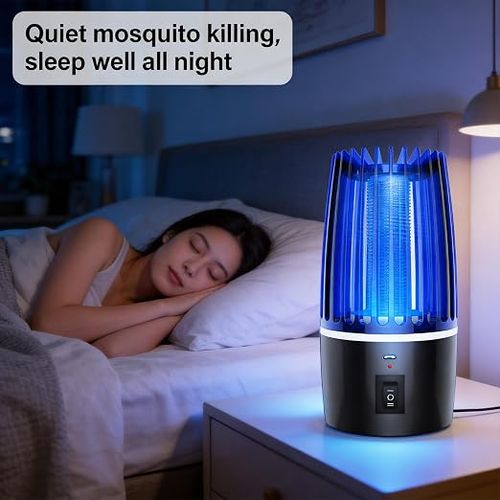 USB Rechargeable Electric Mosquito Killer Lamp, Portable UV Light Insect Trap for Indoor Outdoor Backyard Camping
