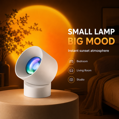 Sunset Lamp Projector LED Atmosphere Light 10W, 360° Adjustable Sunset Projection Light for Bedroom, Living Room, Cafe, Hotel, Photo Shooting, Party and Home Decor, COD Free Shipping, Pay on Delivery
