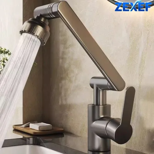 360 Degree Rotating Bathroom Sink Faucet, Matte Black Vanity Tap with Dual Water Outlet Mode