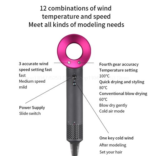 New Generation Professional High Speed Negative Ion Hair Dryer Set with Magnetic Nozzles and Auto Curling Barrels, Salon Hair Styling Tool