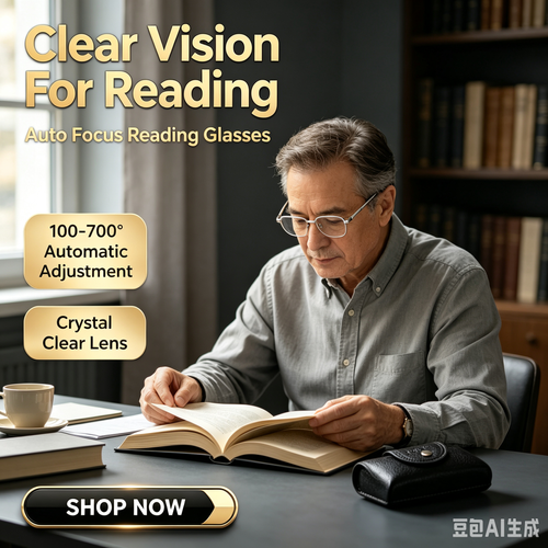 Foldable Auto Focus Reading Glasses, 100-700 Diopters Self Adjustable Presbyopic Glasses, Portable Crystal Lens Eyeglasses with Storage Case for Men Women