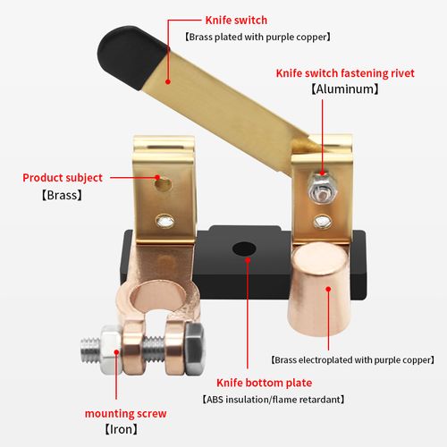 Upgraded Pure Copper Battery Disconnect Switch, Vertical Power Cut Off Isolator for 15-18mm Car Battery Negative Terminal
