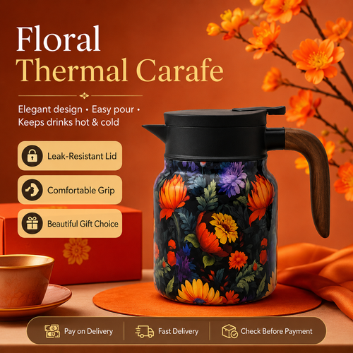 316 Stainless Steel Thermal Teapot Floral Large Capacity Tea Pot, 800ml/1000ml Insulated Tea Kettle for Old White Tea, Pu'er Tea, Herbal Tea, Home Office Brewing, COD Free Shipping, Pay on Delivery