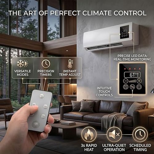 Wall Mounted Electric Space Heater, Digital Touch Control Indoor Fast Heating Radiator for Home Office