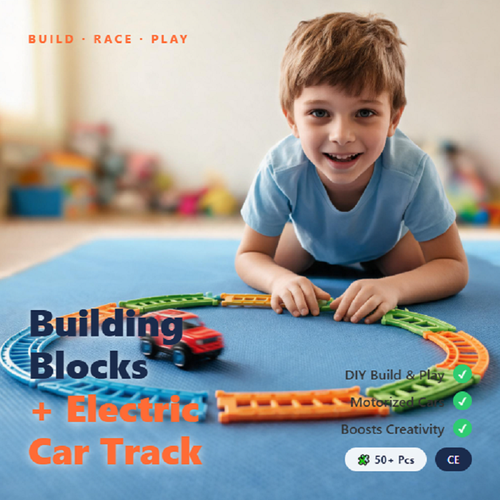 Electric Gear Building Blocks, DIY Educational STEM Construction Toy with Race Track, Kids Creative Assembly Blocks