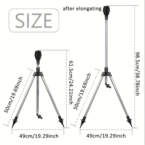 360° Automatic Rotating Tripod Lawn Sprinkler, Outdoor Garden Watering Irrigation Sprayer