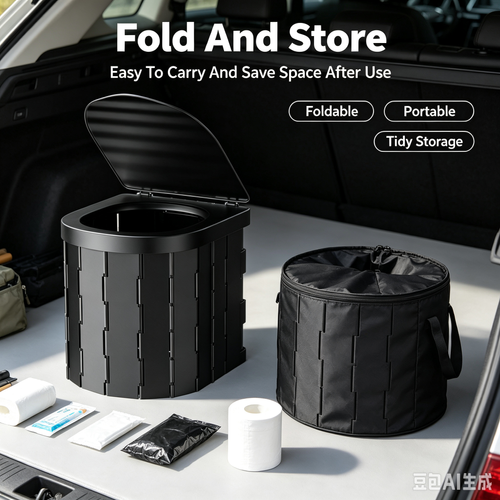 Foldable portable toilet with sealed lid, comes with cleaning bags, solidifier and storage bag. Great for camping, road trips, fishing, home emergency, suitable for adults. Easy to assemble and carry.